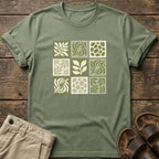 Green Nature Squares Print T-Shirt