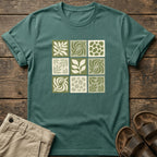 Green Nature Squares Print T-Shirt