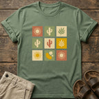 Retro Cactus & Sun Grid T-Shirt