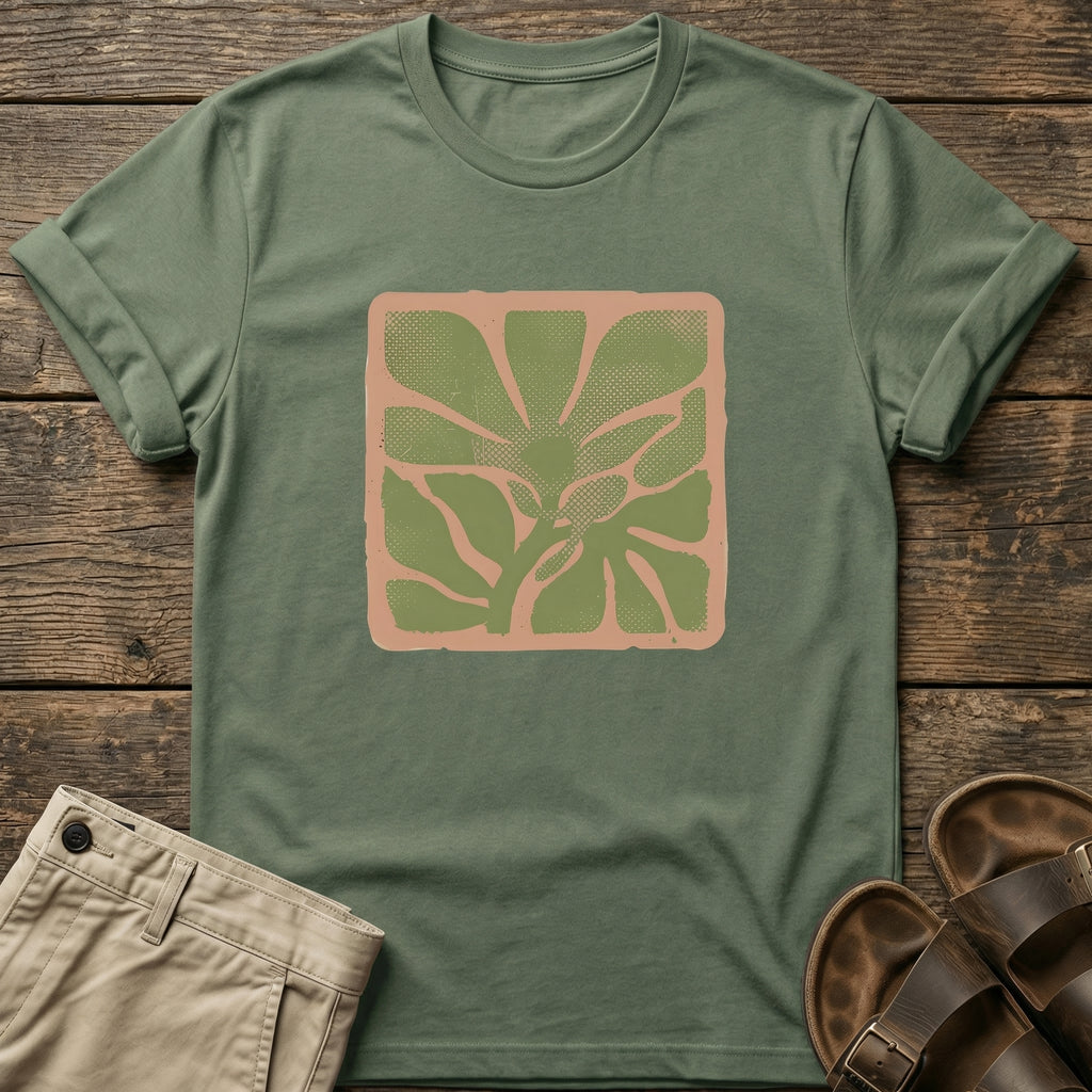 Earthy Green Floral Graphic T-Shirt