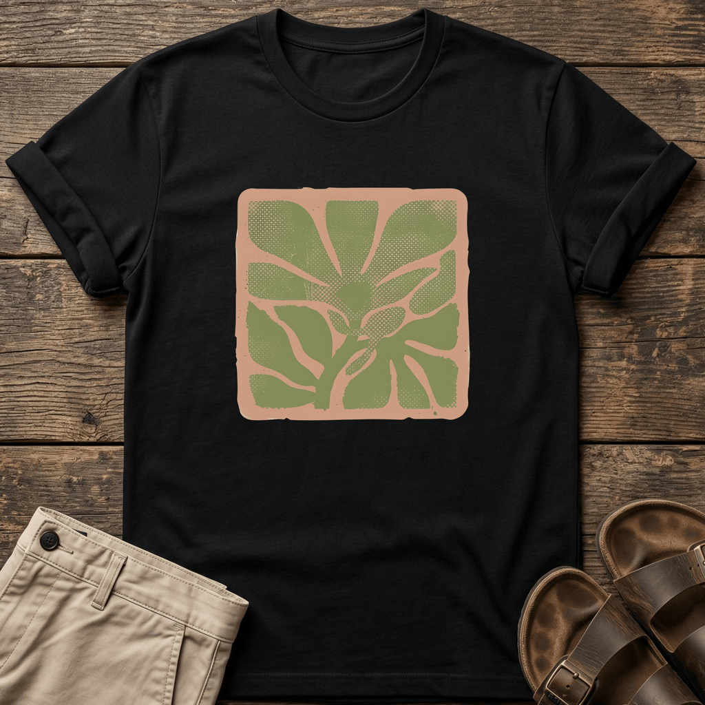 Earthy Green Floral Graphic T-Shirt