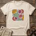 Botanical Retro Sun & Moon Flower T-Shirt
