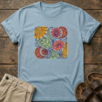 Botanical Retro Sun & Moon Flower T-Shirt