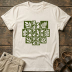Olive Leaf Grid Graphic T-Shirt