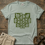 Olive Leaf Grid Graphic T-Shirt