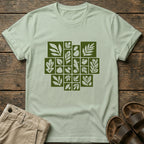 Olive Leaf Grid Graphic T-Shirt