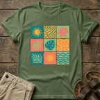 Colorful Retro Tropics Grid Graphic T-Shirt