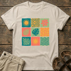 Colorful Retro Tropics Grid Graphic T-Shirt