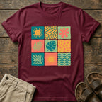 Colorful Retro Tropics Grid Graphic T-Shirt