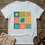 Colorful Retro Tropics Grid Graphic T-Shirt