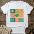 Colorful Retro Tropics Grid Graphic T-Shirt