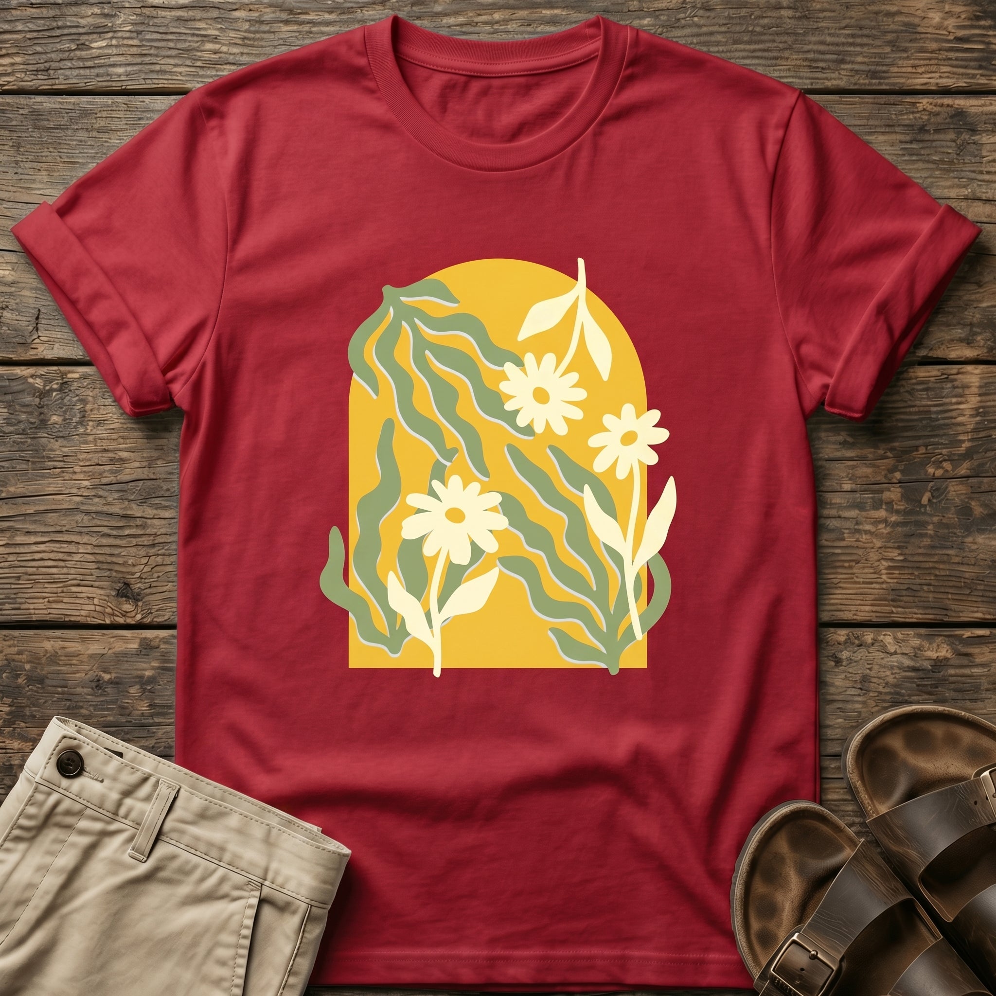 Retro Yellow Daisy Graphic T-Shirt