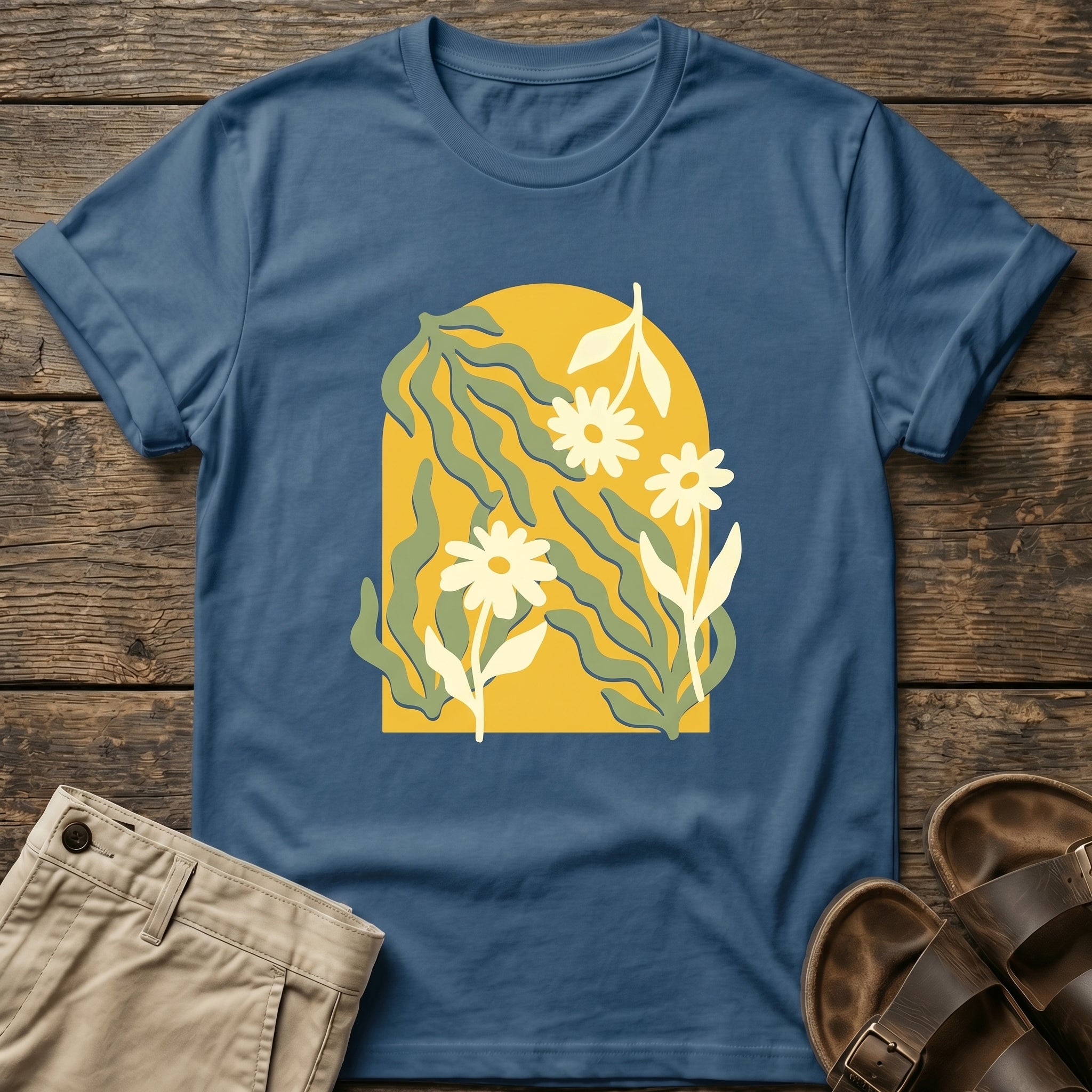 Retro Yellow Daisy Graphic T-Shirt
