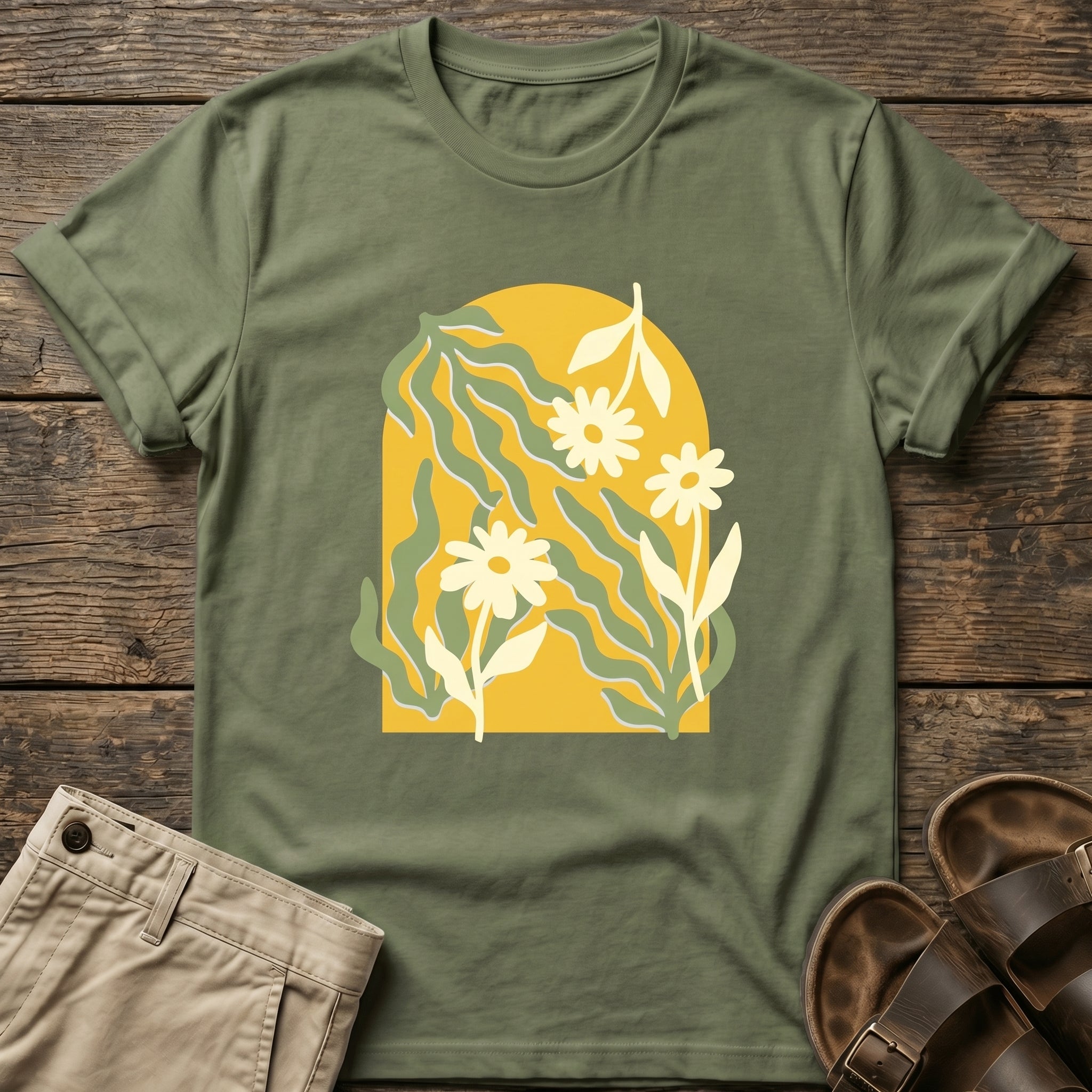 Retro Yellow Daisy Graphic T-Shirt