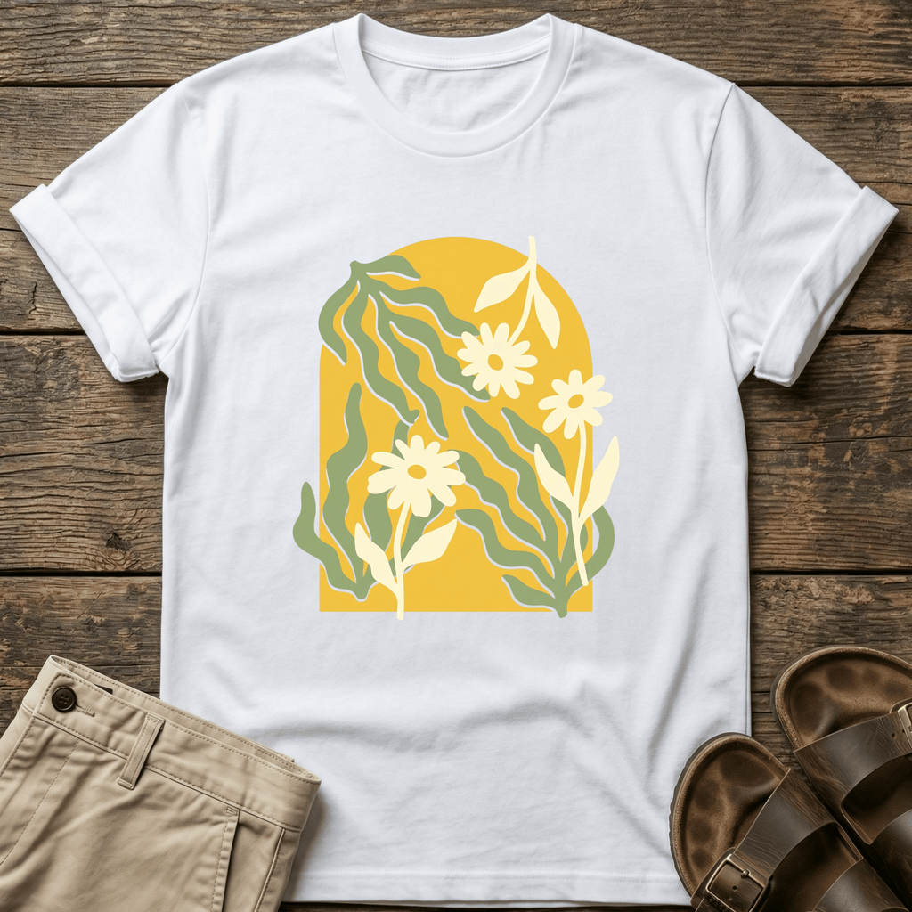 Retro Yellow Daisy Graphic T-Shirt