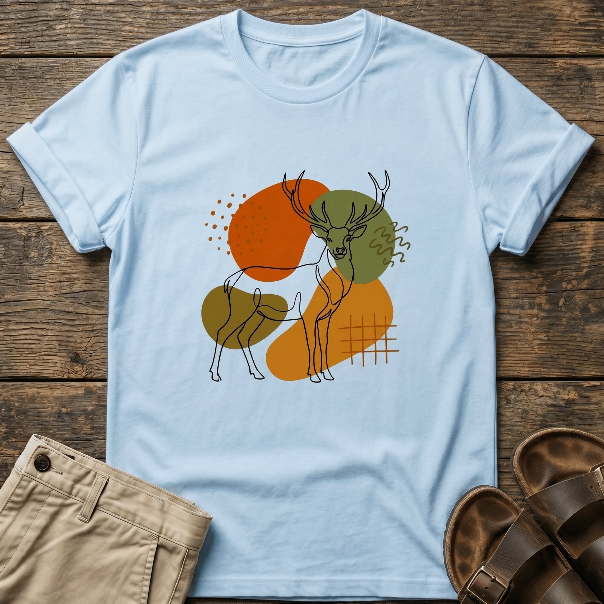 Abstract Earth Tone Deer T-Shirt