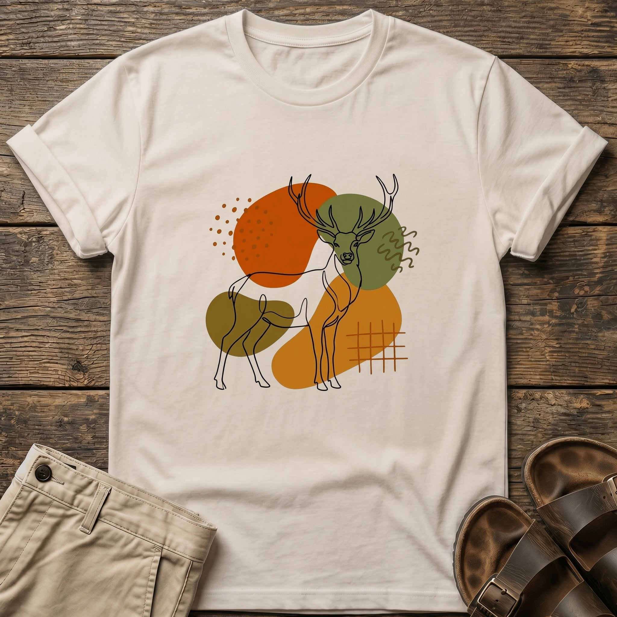 Abstract Earth Tone Deer T-Shirt