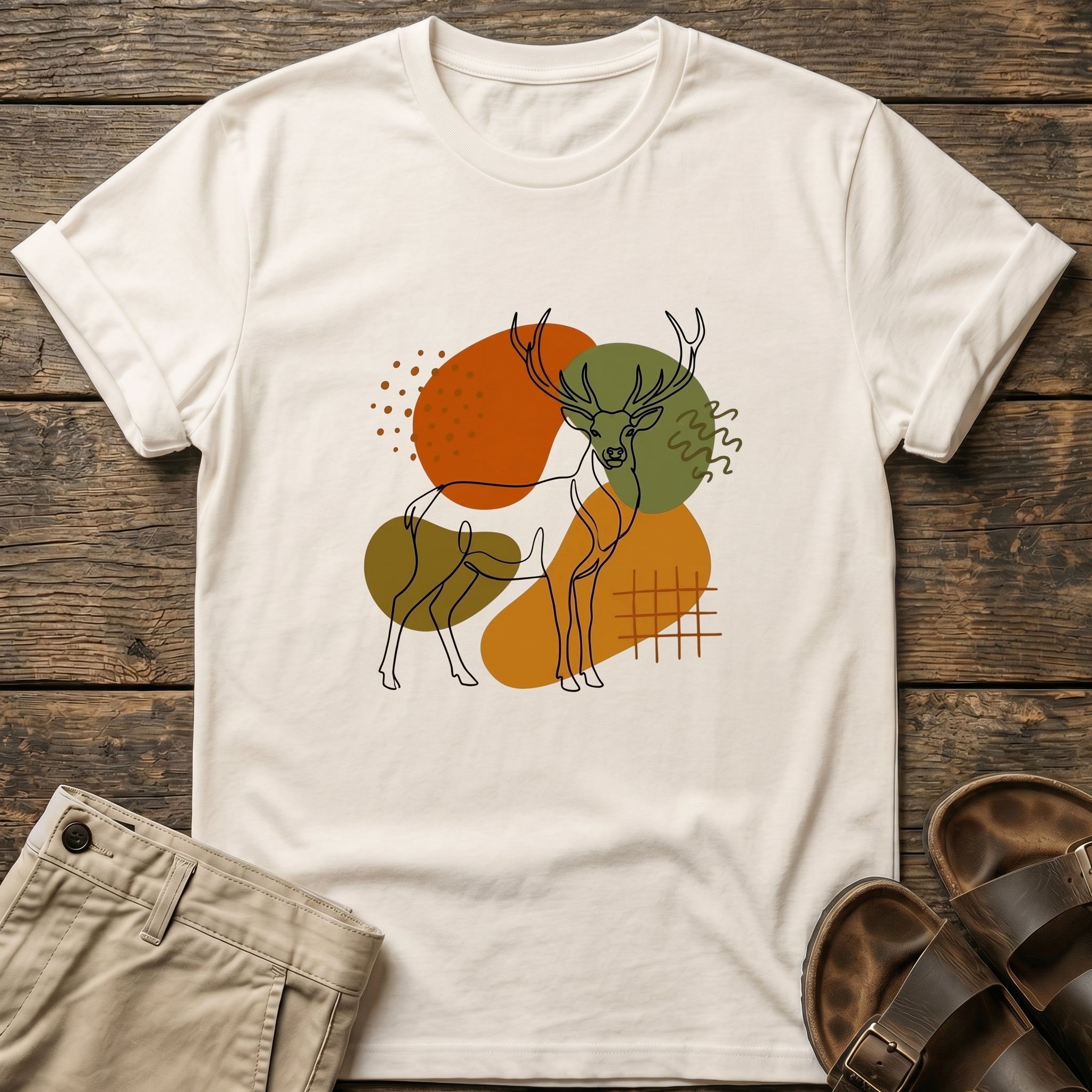 Abstract Earth Tone Deer T-Shirt