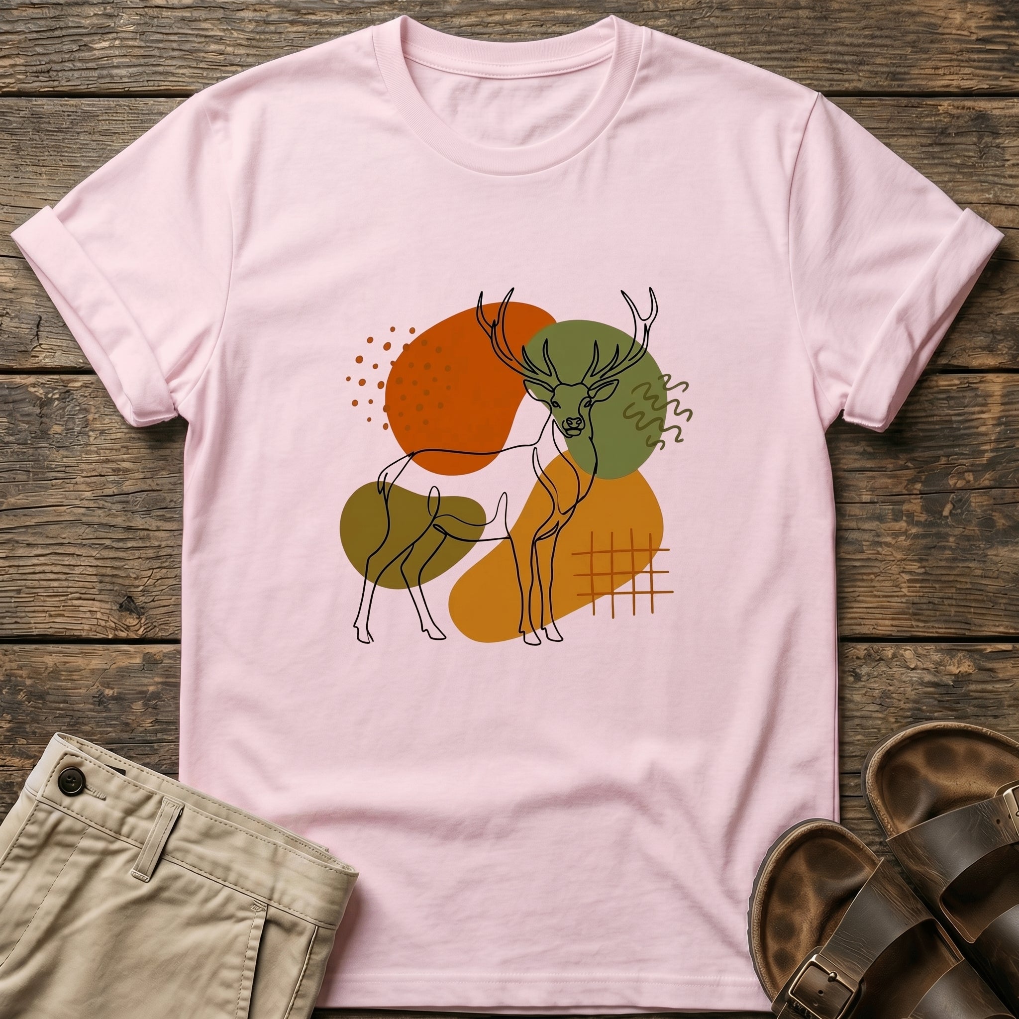 Abstract Earth Tone Deer T-Shirt