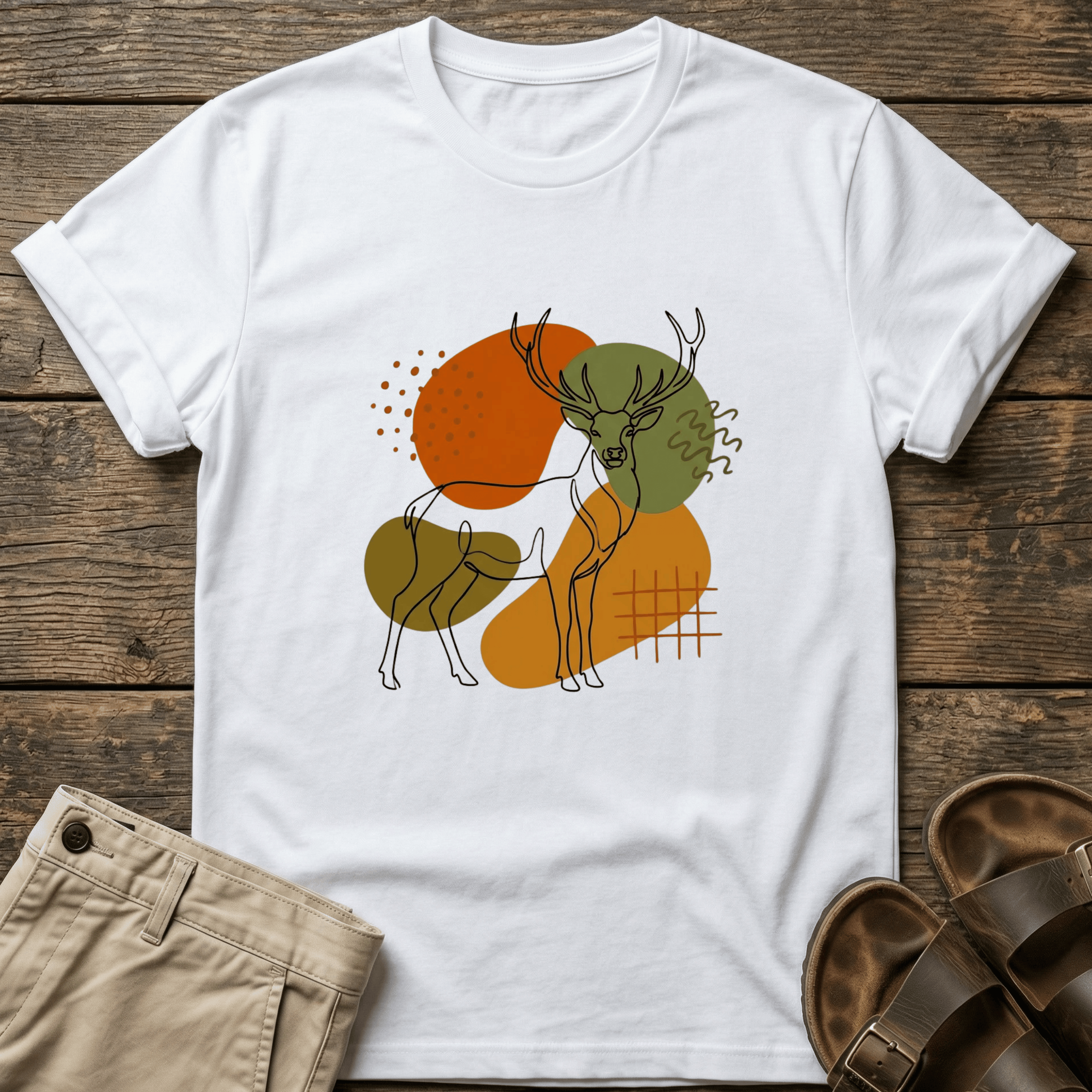 Abstract Earth Tone Deer T-Shirt