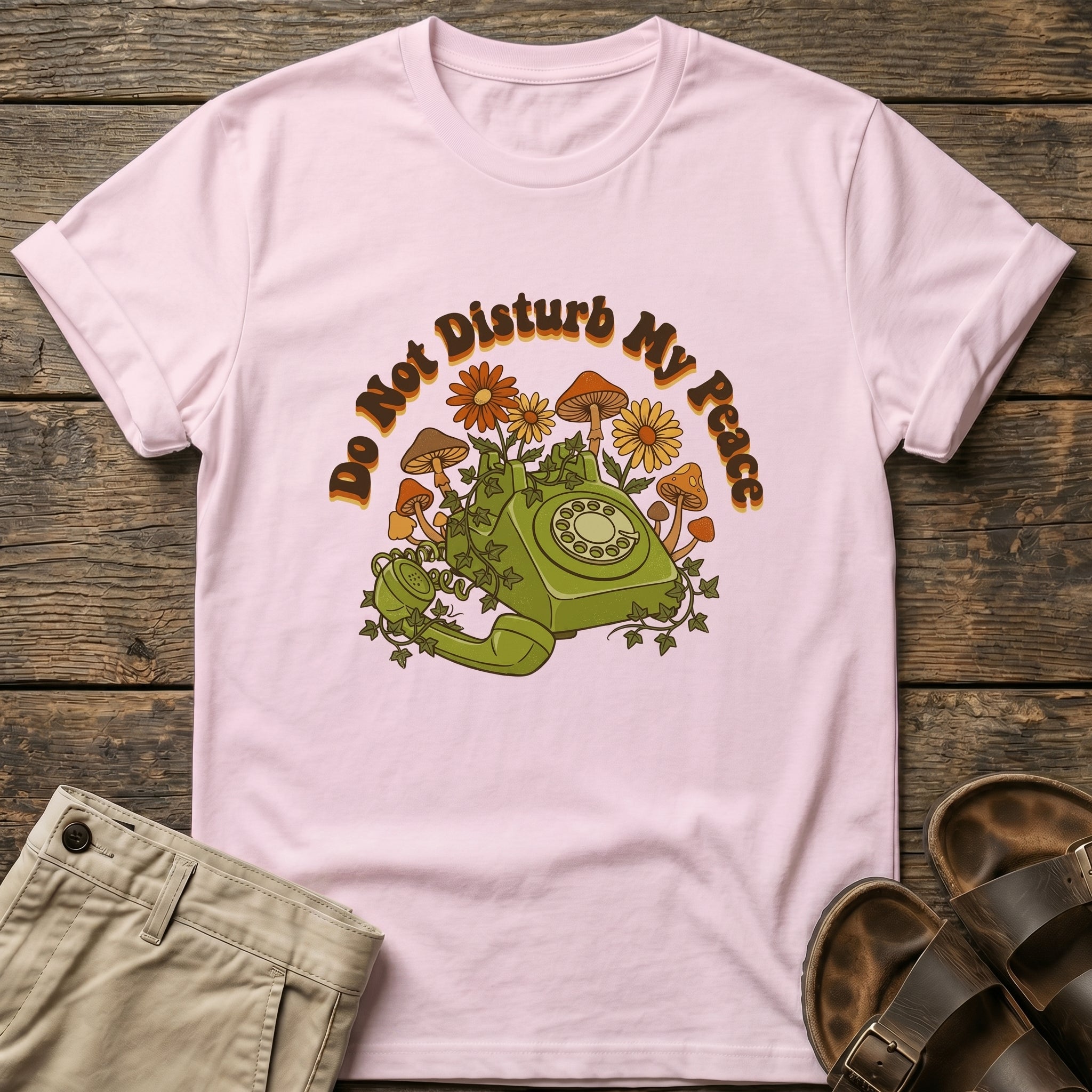 "Do Not Disturb My Peace" Floral Telephone T‑Shirt