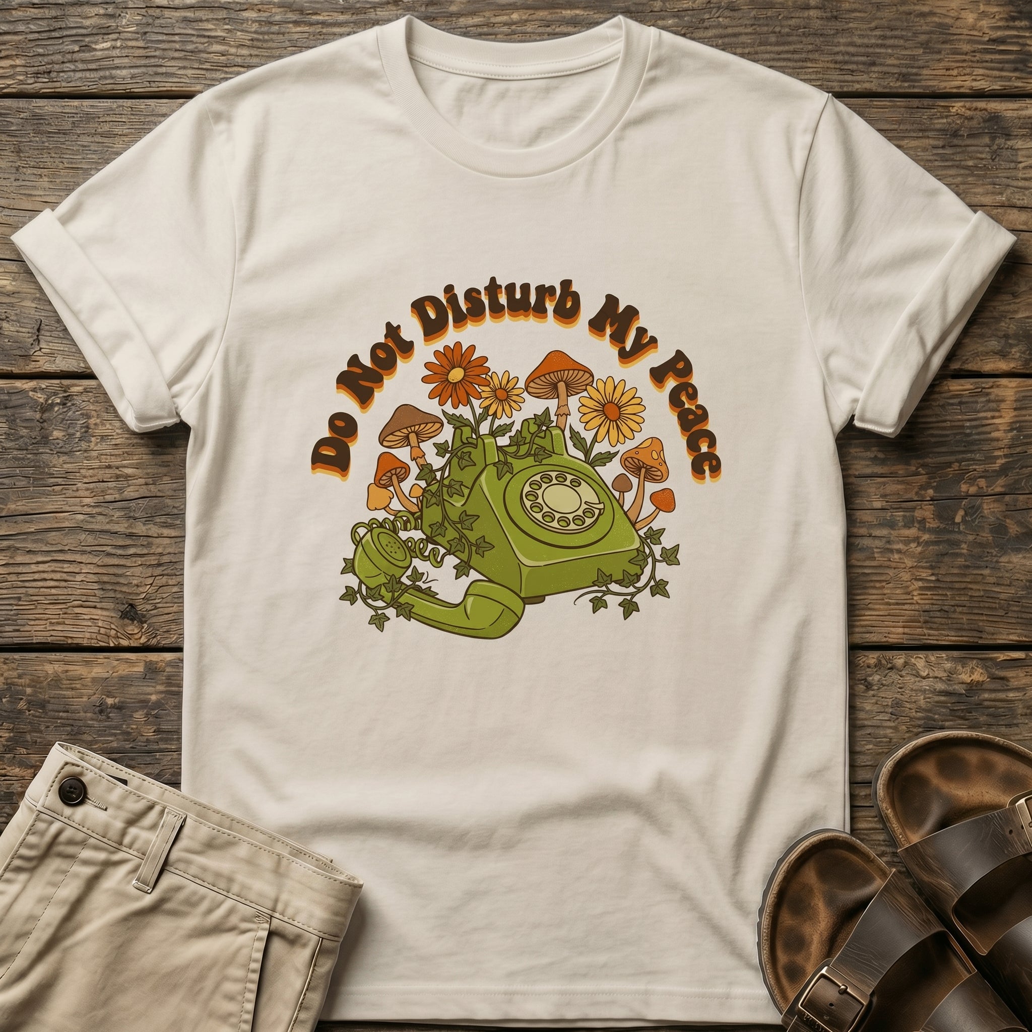 "Do Not Disturb My Peace" Floral Telephone T‑Shirt