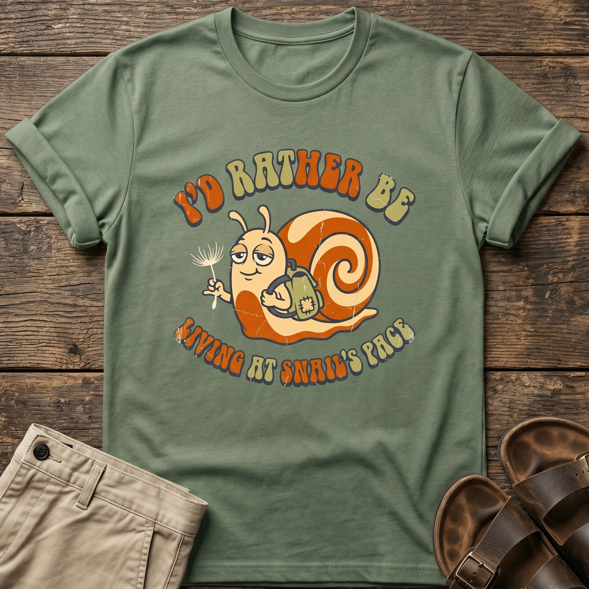 "I'd Rather Be Living at Snail's Pace" Snail T-Shirt