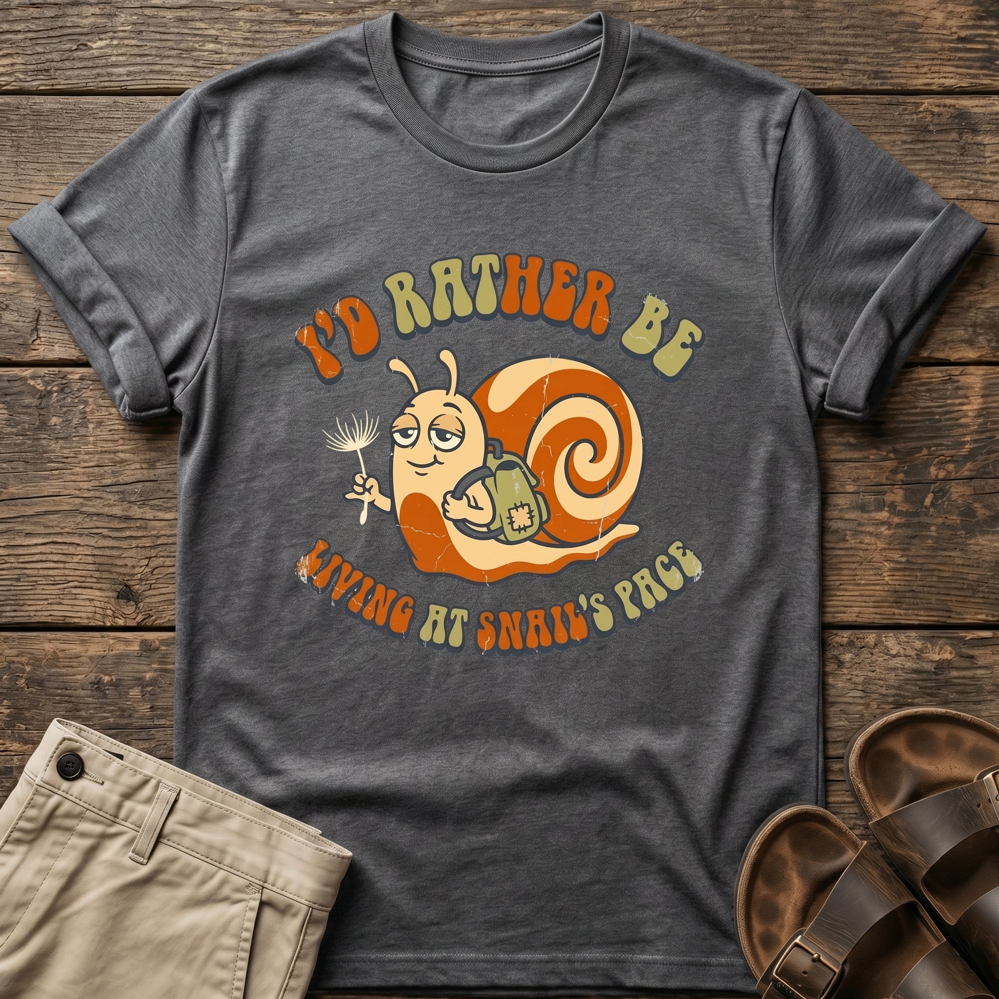 "I'd Rather Be Living at Snail's Pace" Snail T-Shirt