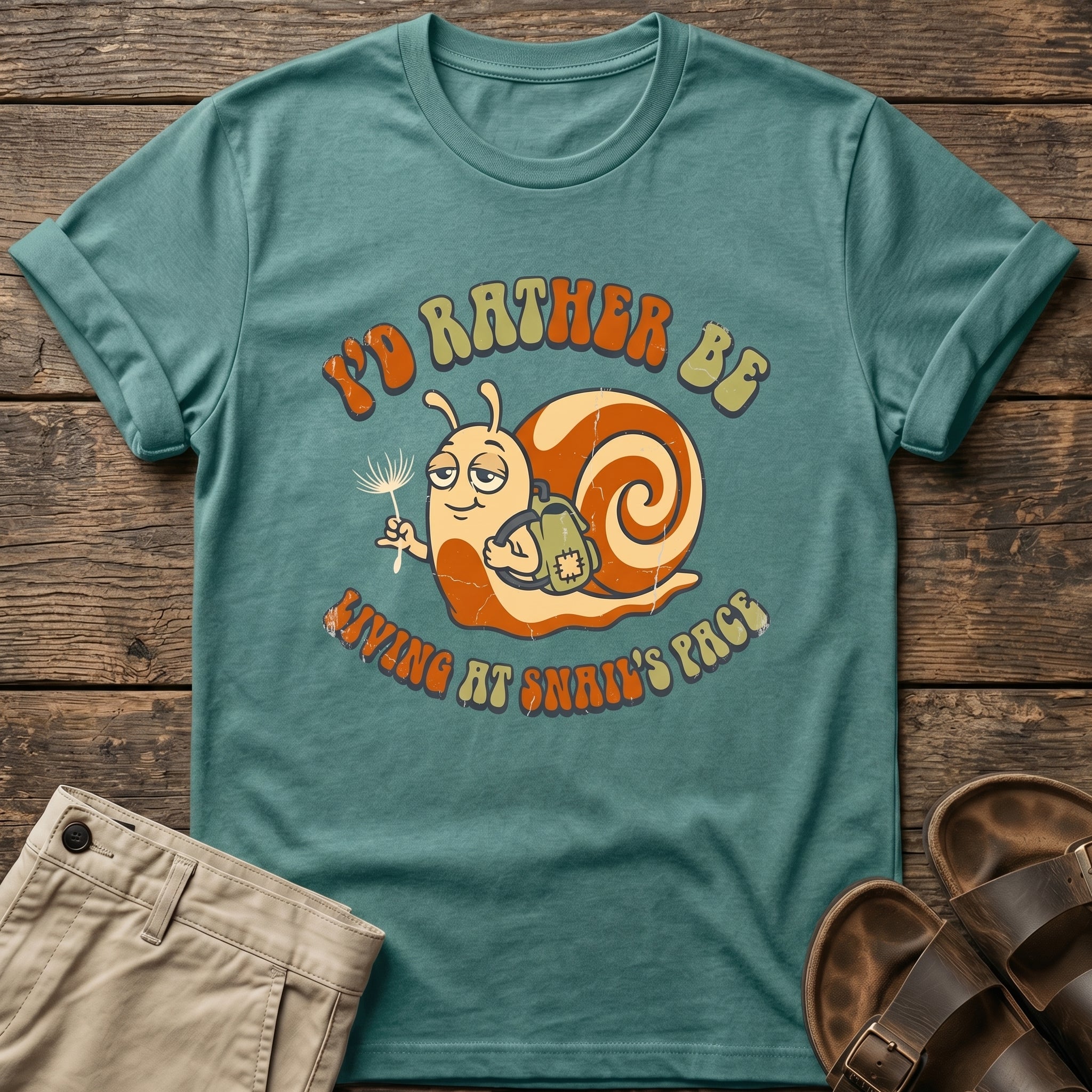 "I'd Rather Be Living at Snail's Pace" Snail T-Shirt