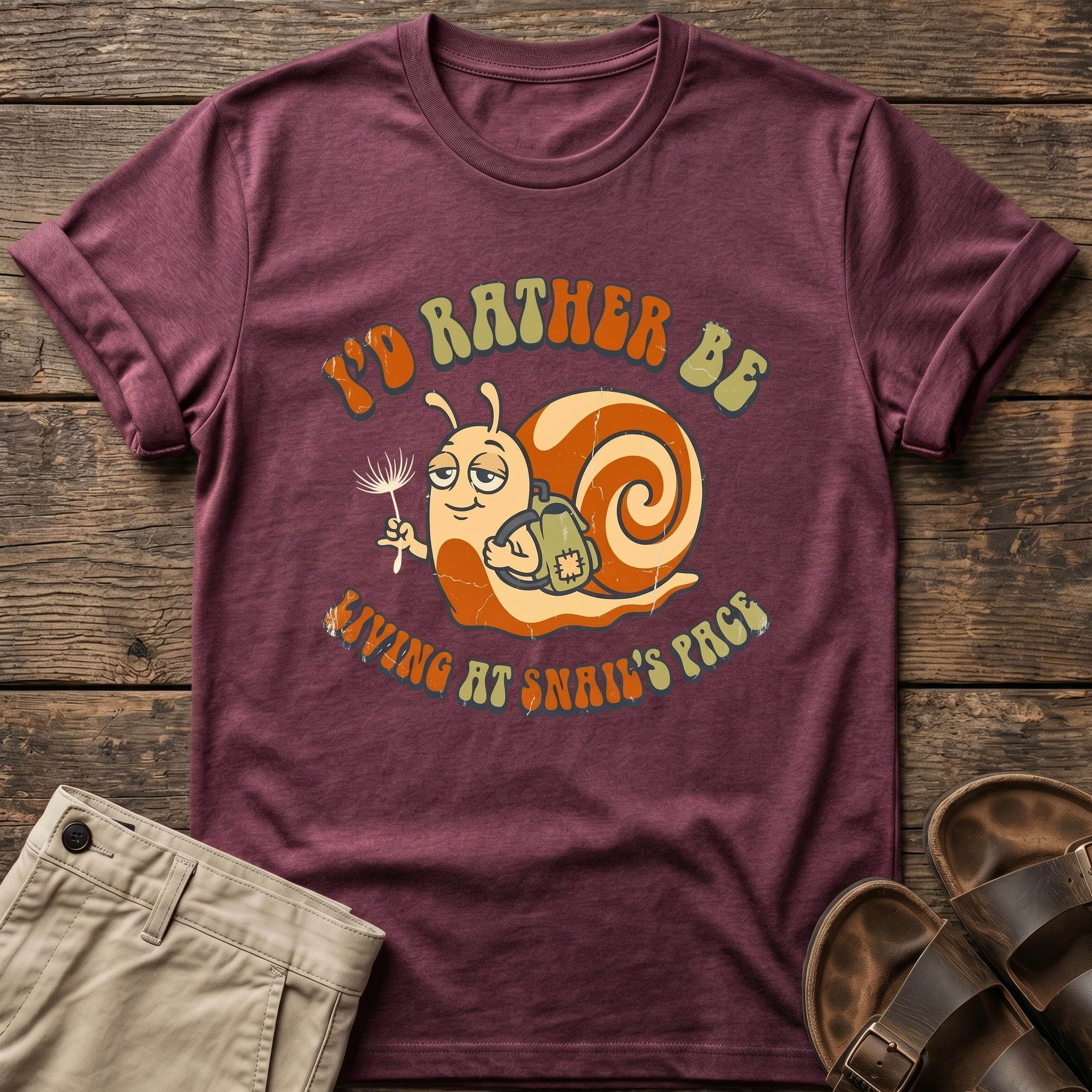 "I'd Rather Be Living at Snail's Pace" Snail T-Shirt