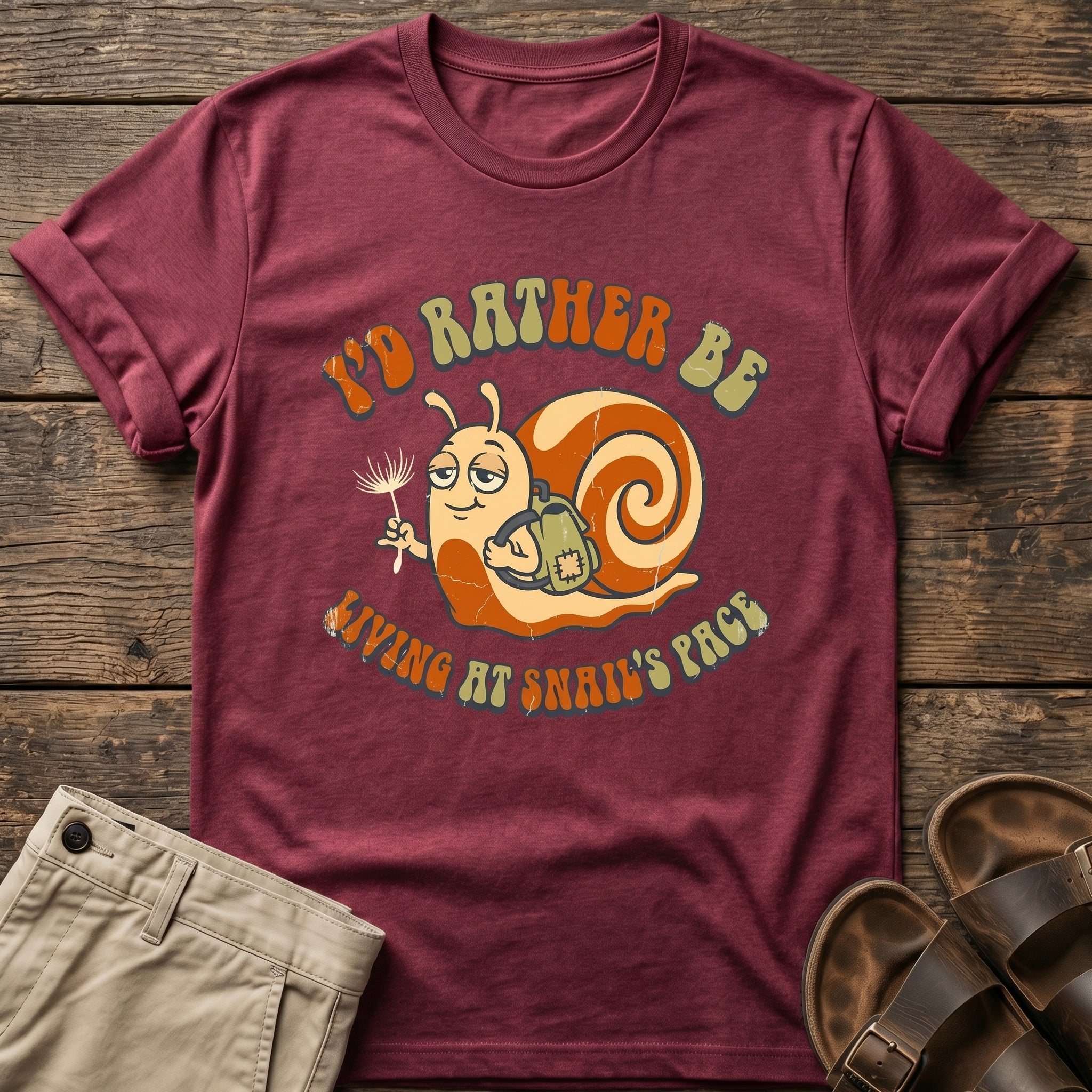 "I'd Rather Be Living at Snail's Pace" Snail T-Shirt