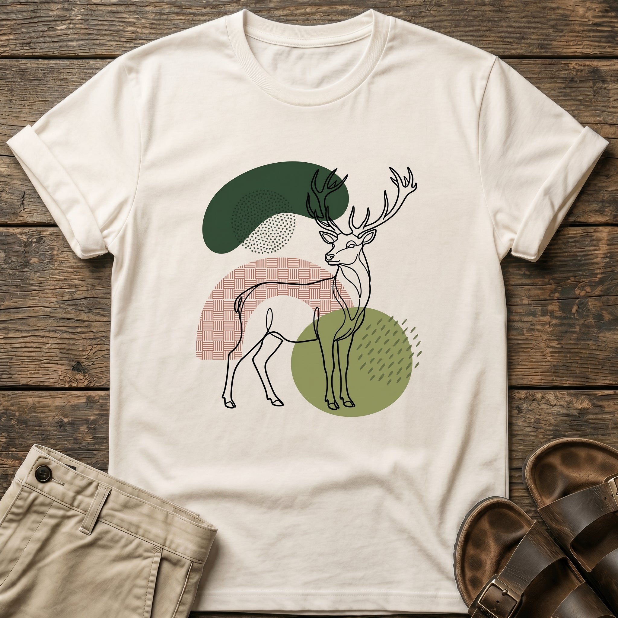 Abstract Deer Outline Graphic T-Shirt