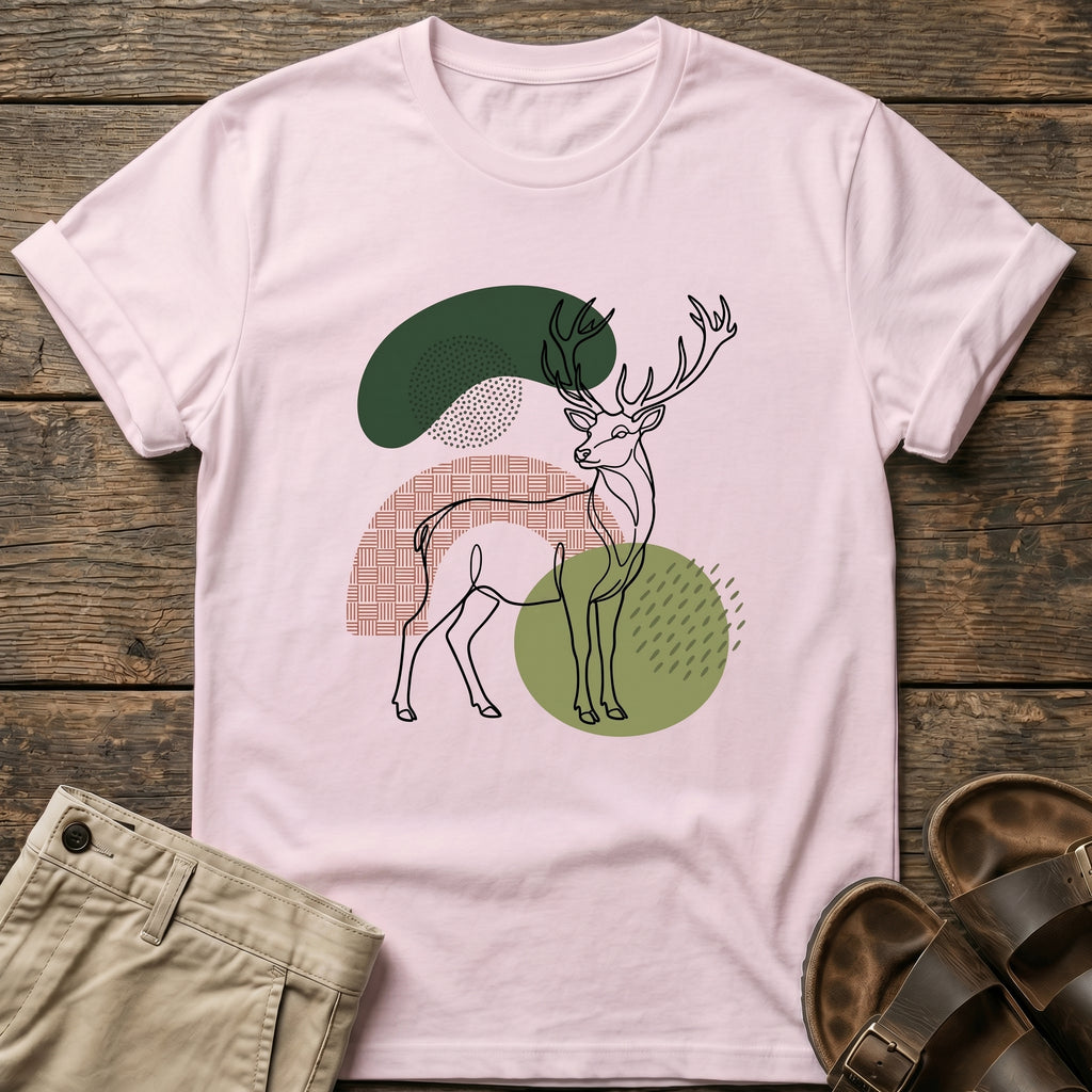 Abstract Deer Outline Graphic T-Shirt