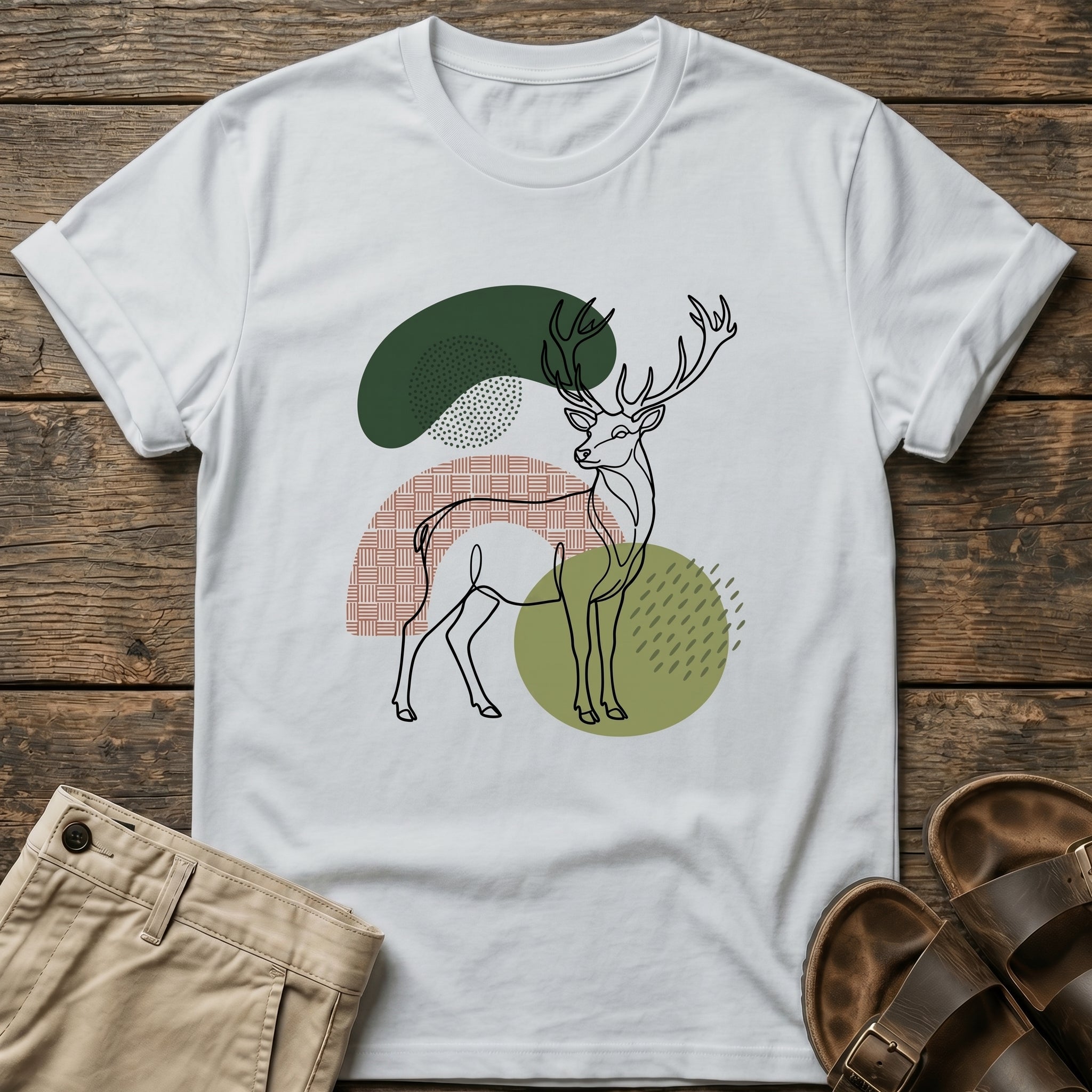 Abstract Deer Outline Graphic T-Shirt