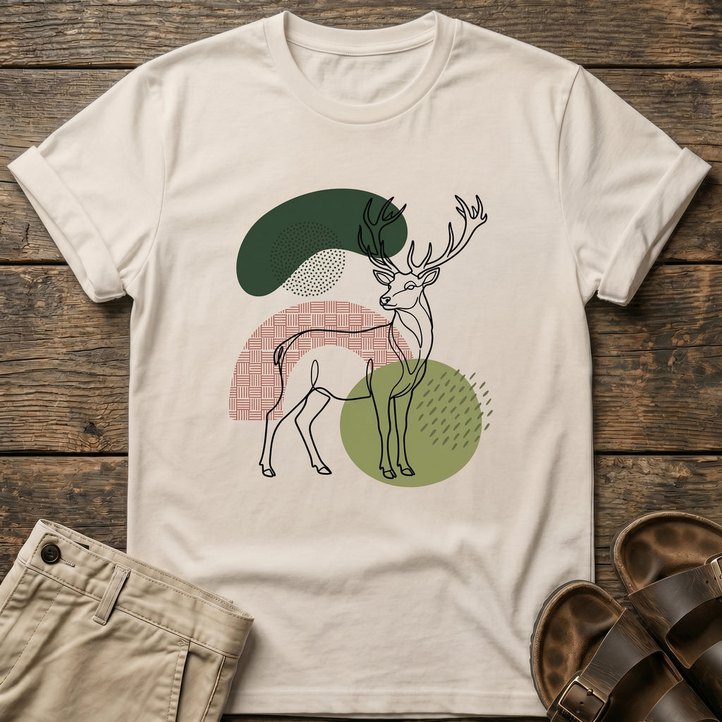 Abstract Deer Outline Graphic T-Shirt