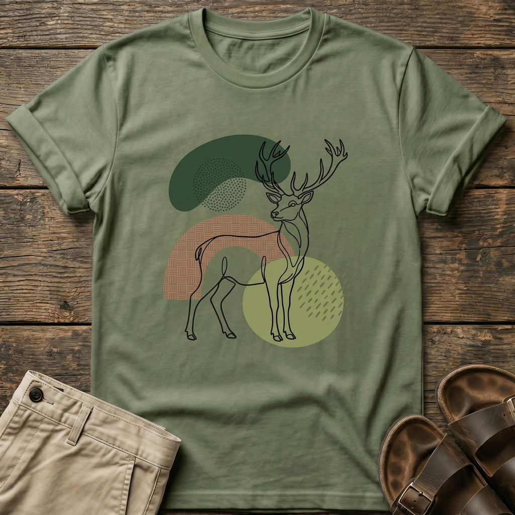 Abstract Deer Outline Graphic T-Shirt