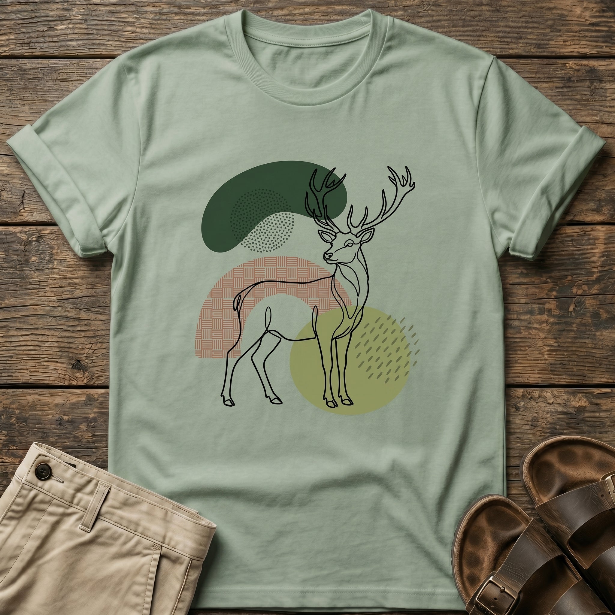 Abstract Deer Outline Graphic T-Shirt