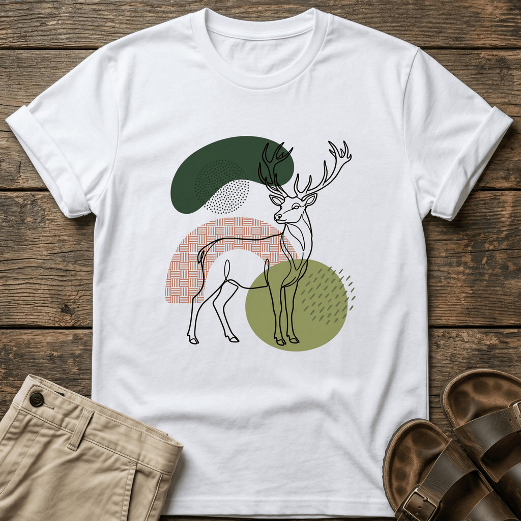 Abstract Deer Outline Graphic T-Shirt