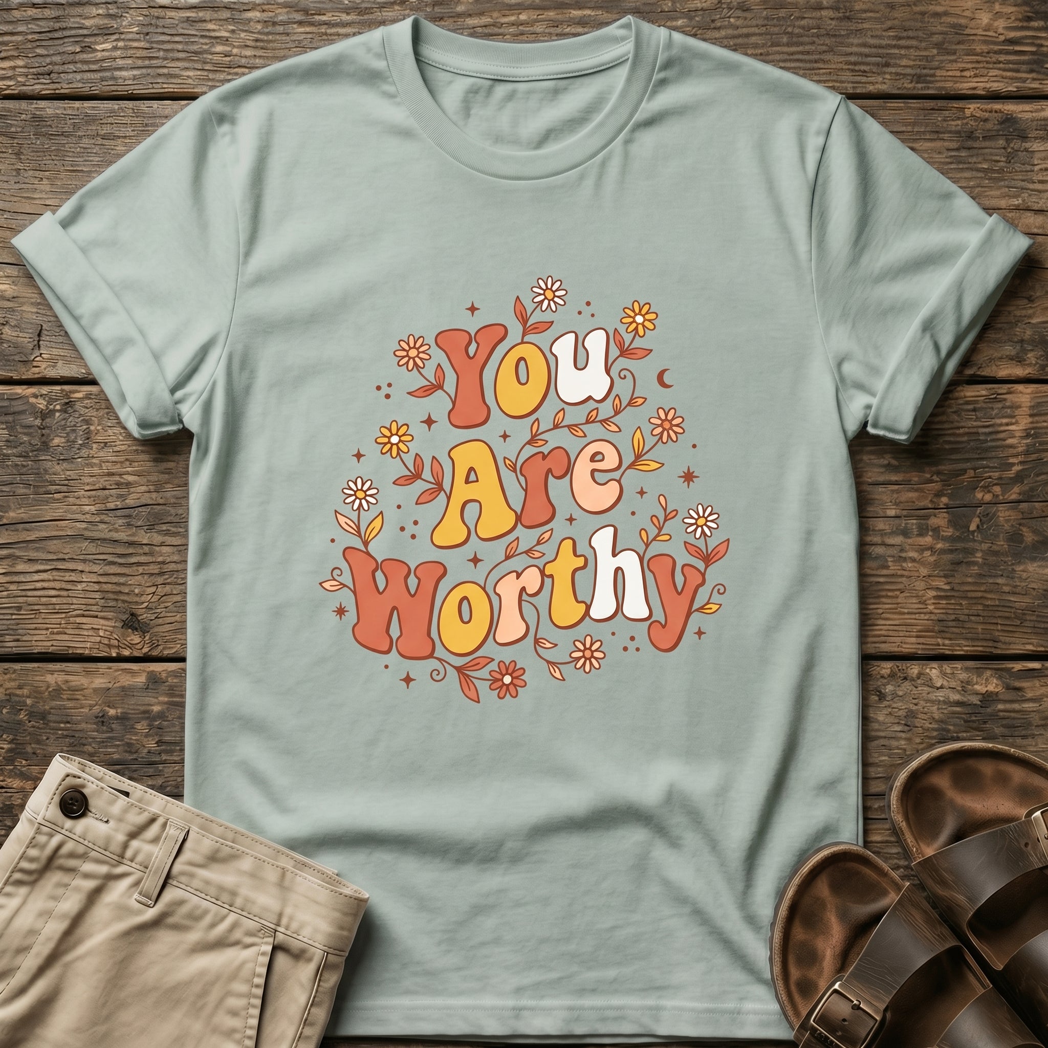 You Are Worthy Floral Graphic T-Shirt