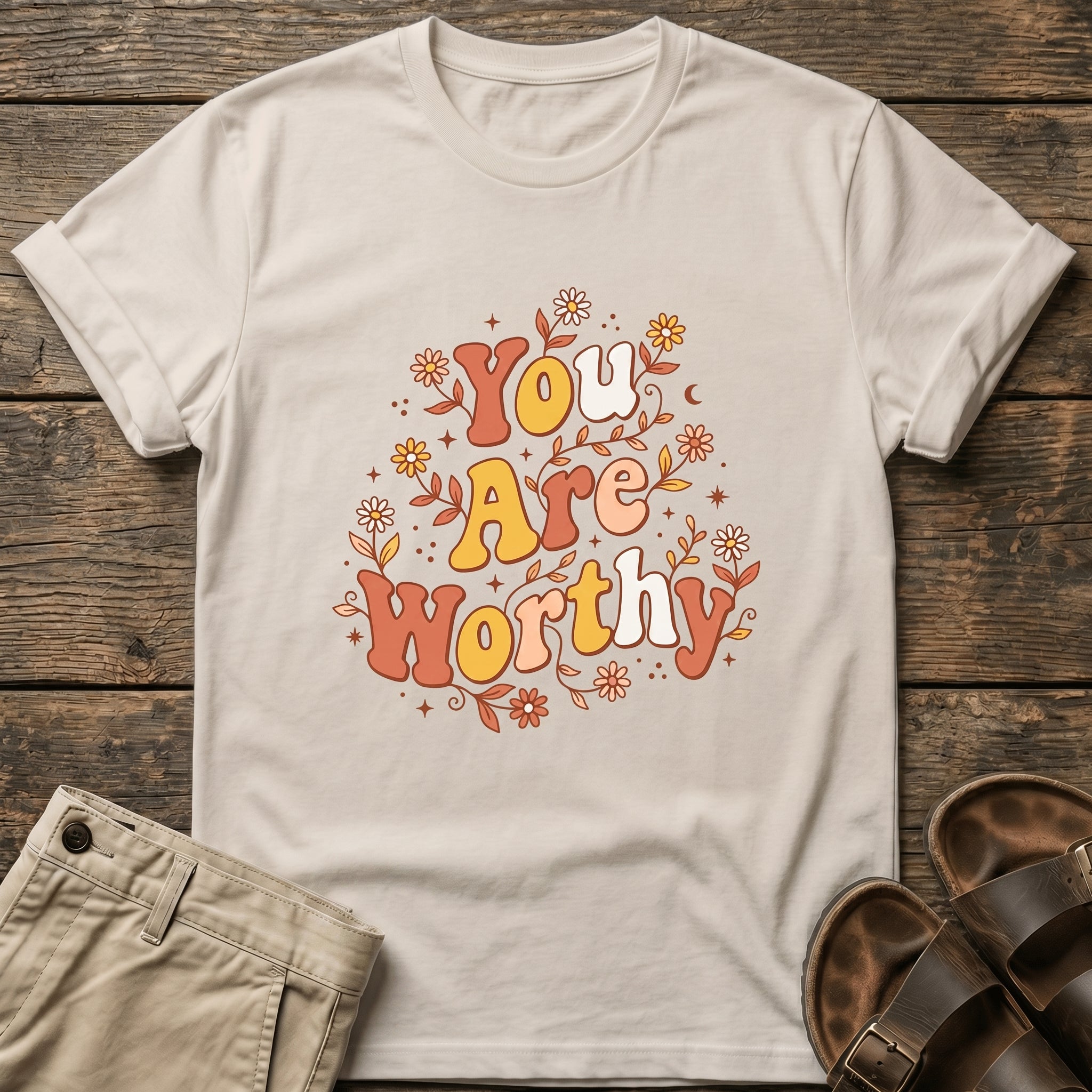 You Are Worthy Floral Graphic T-Shirt