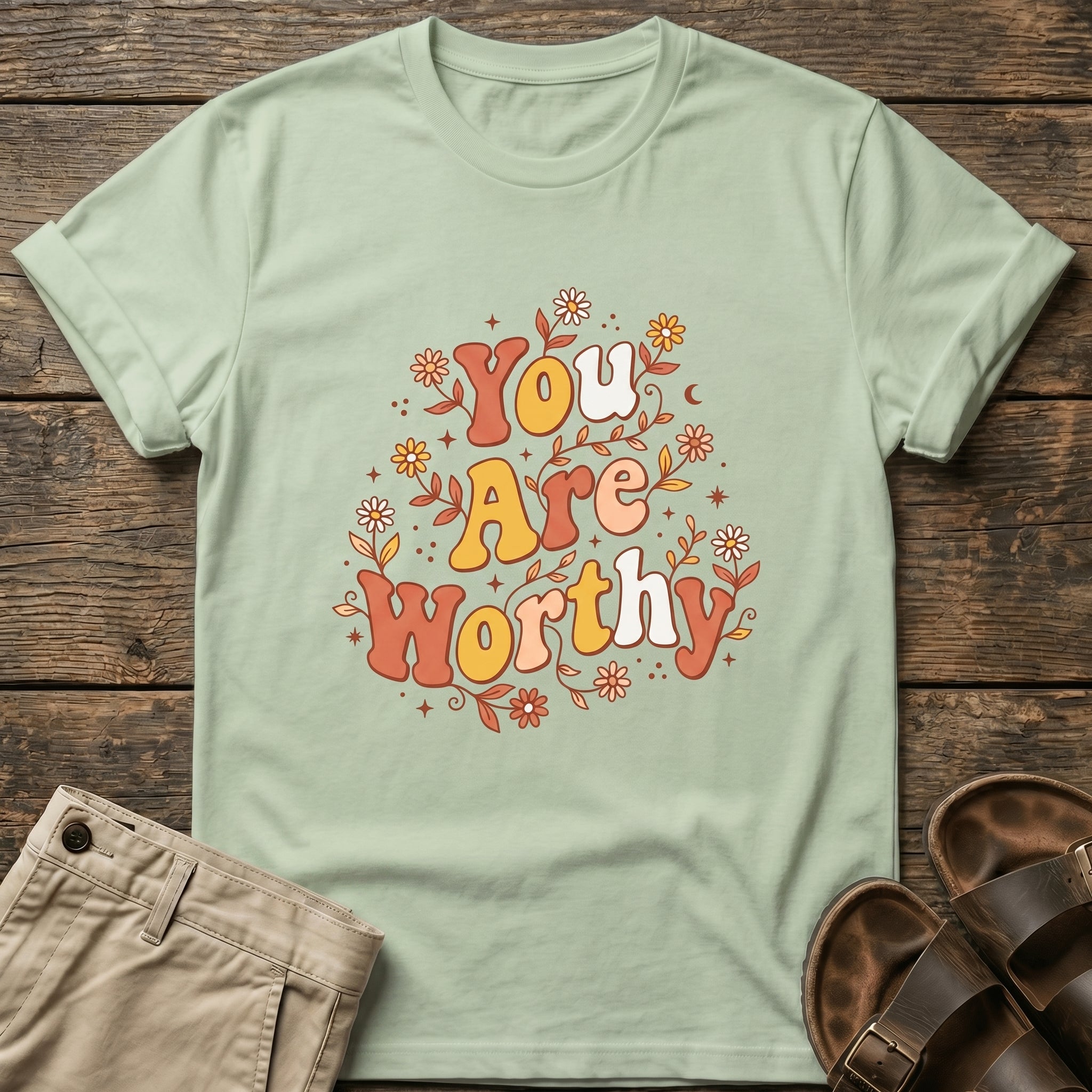 You Are Worthy Floral Graphic T-Shirt