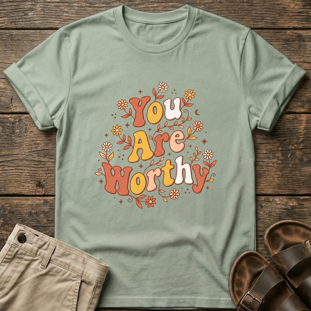 You Are Worthy Floral Graphic T-Shirt