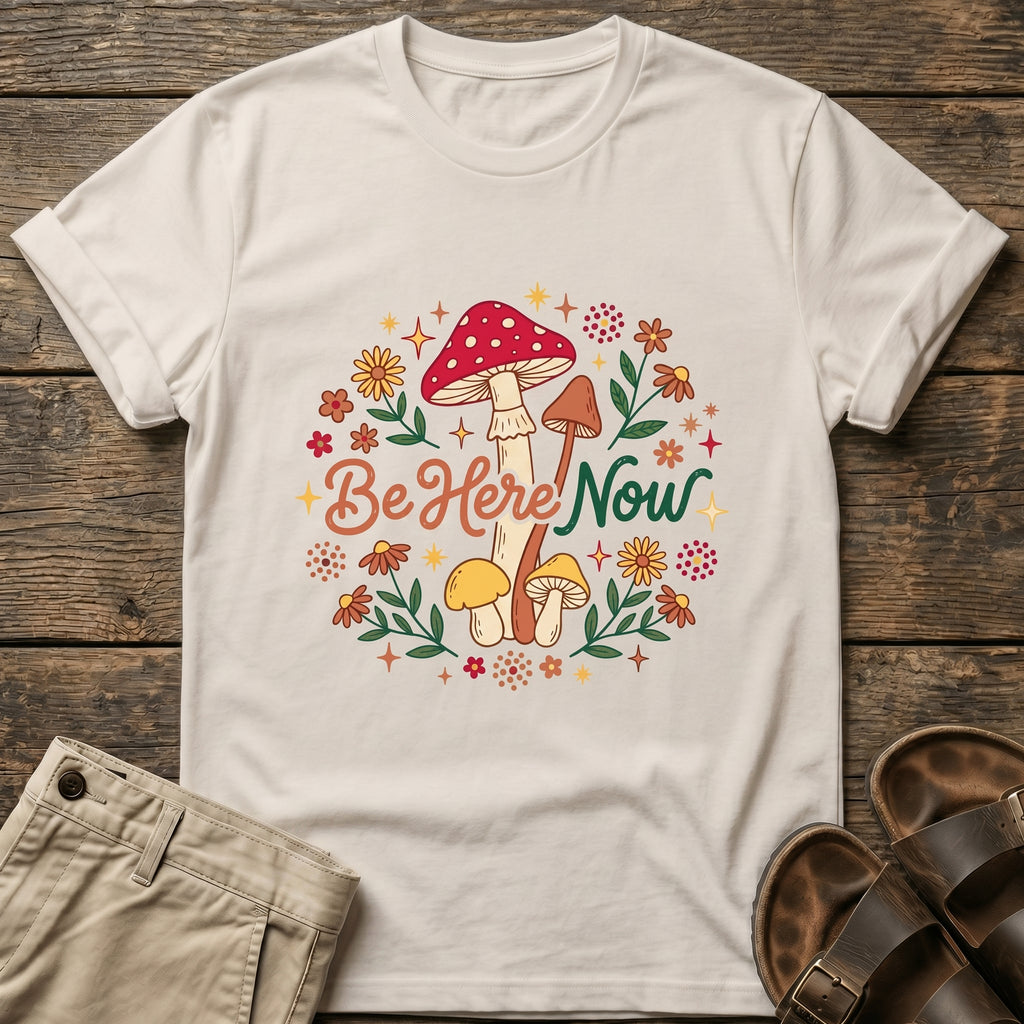 “Be Here Now” Mushroom T-Shirt