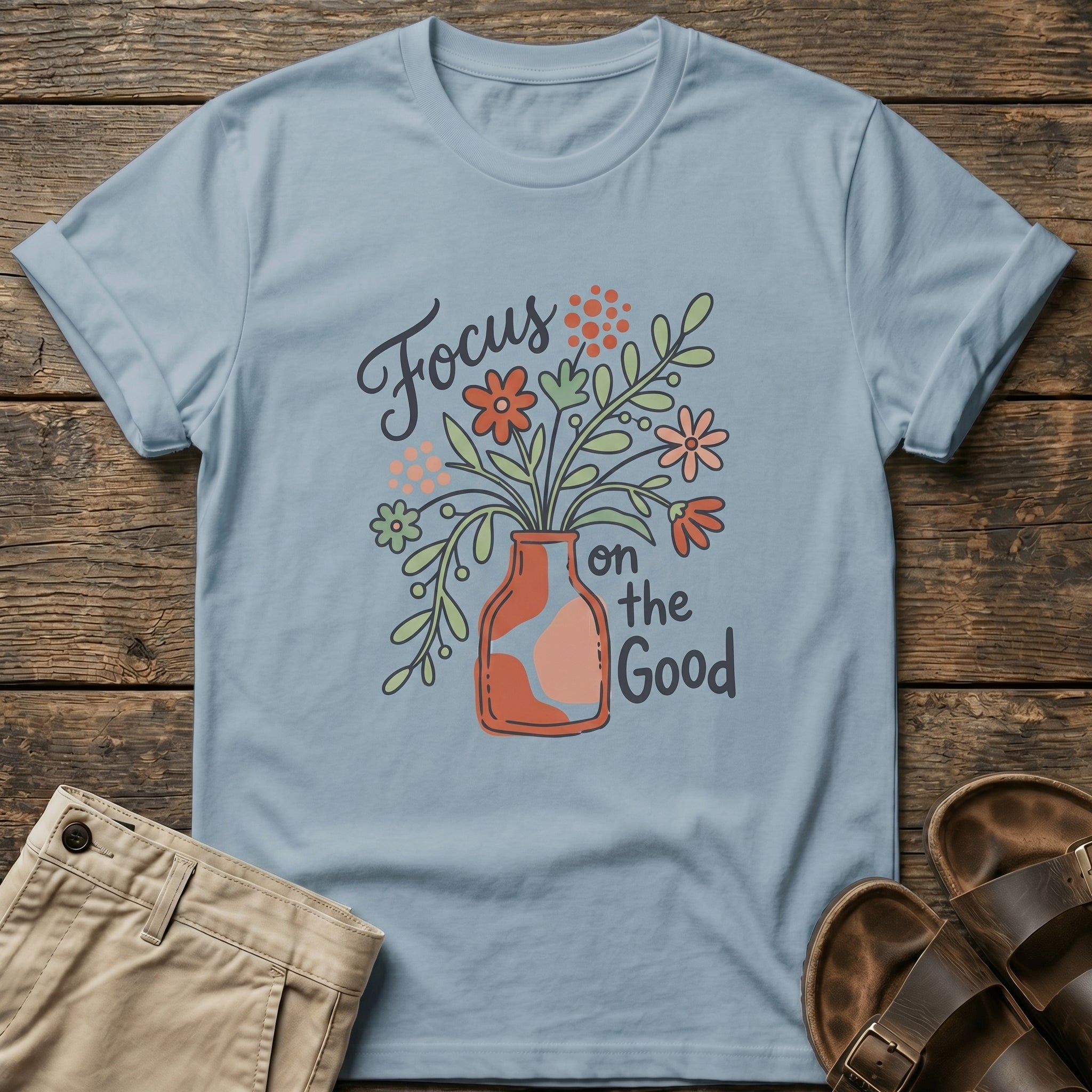 "Focus on the Good" Floral Vase T-Shirt