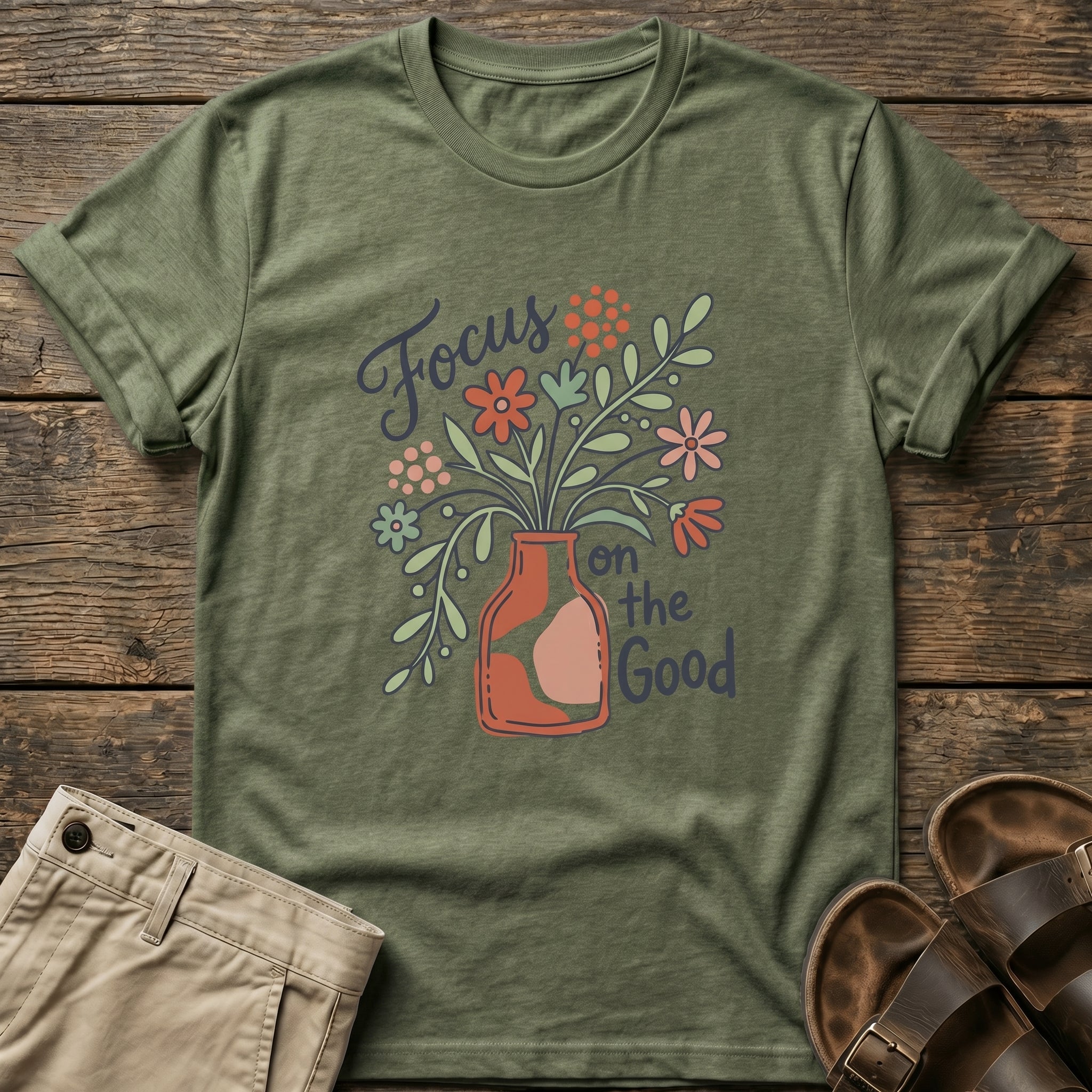"Focus on the Good" Floral Vase T-Shirt