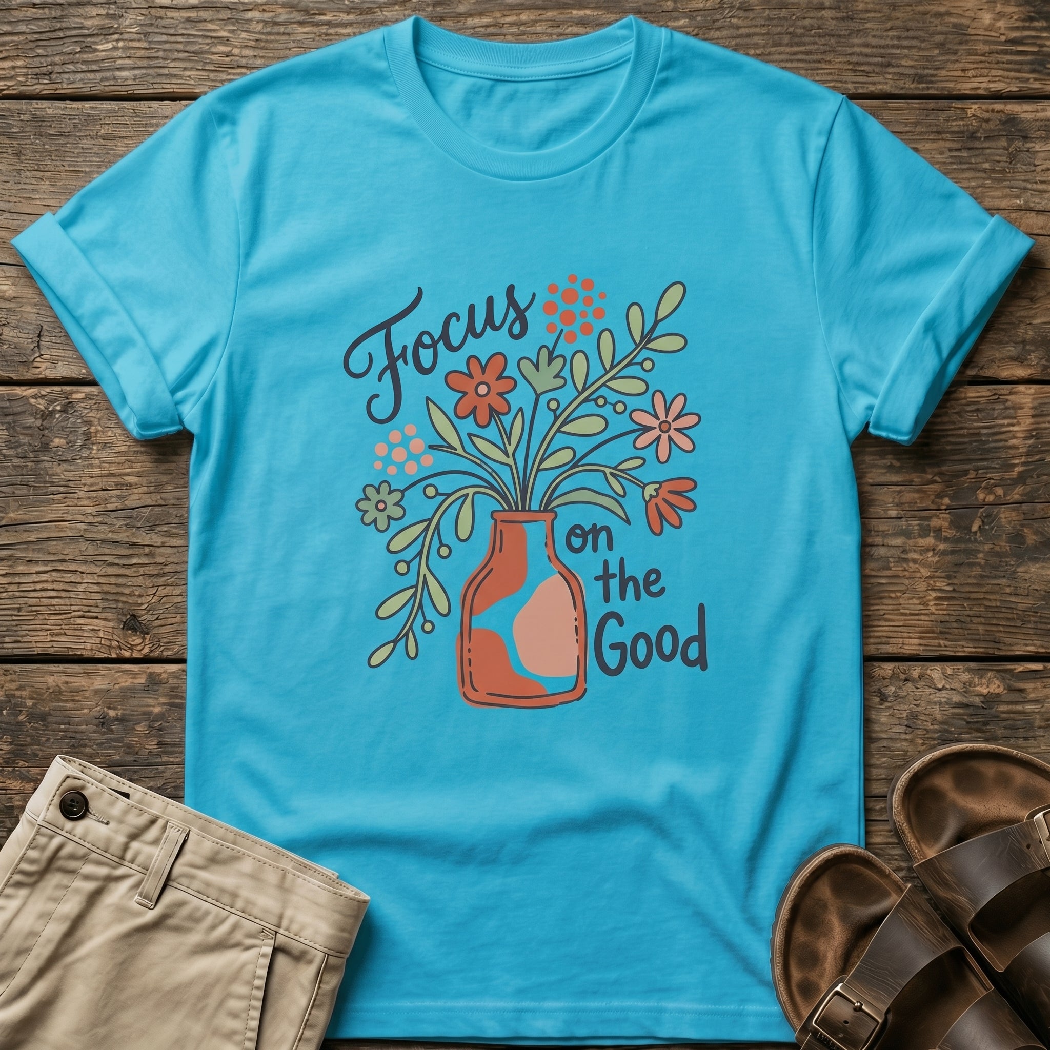 "Focus on the Good" Floral Vase T-Shirt