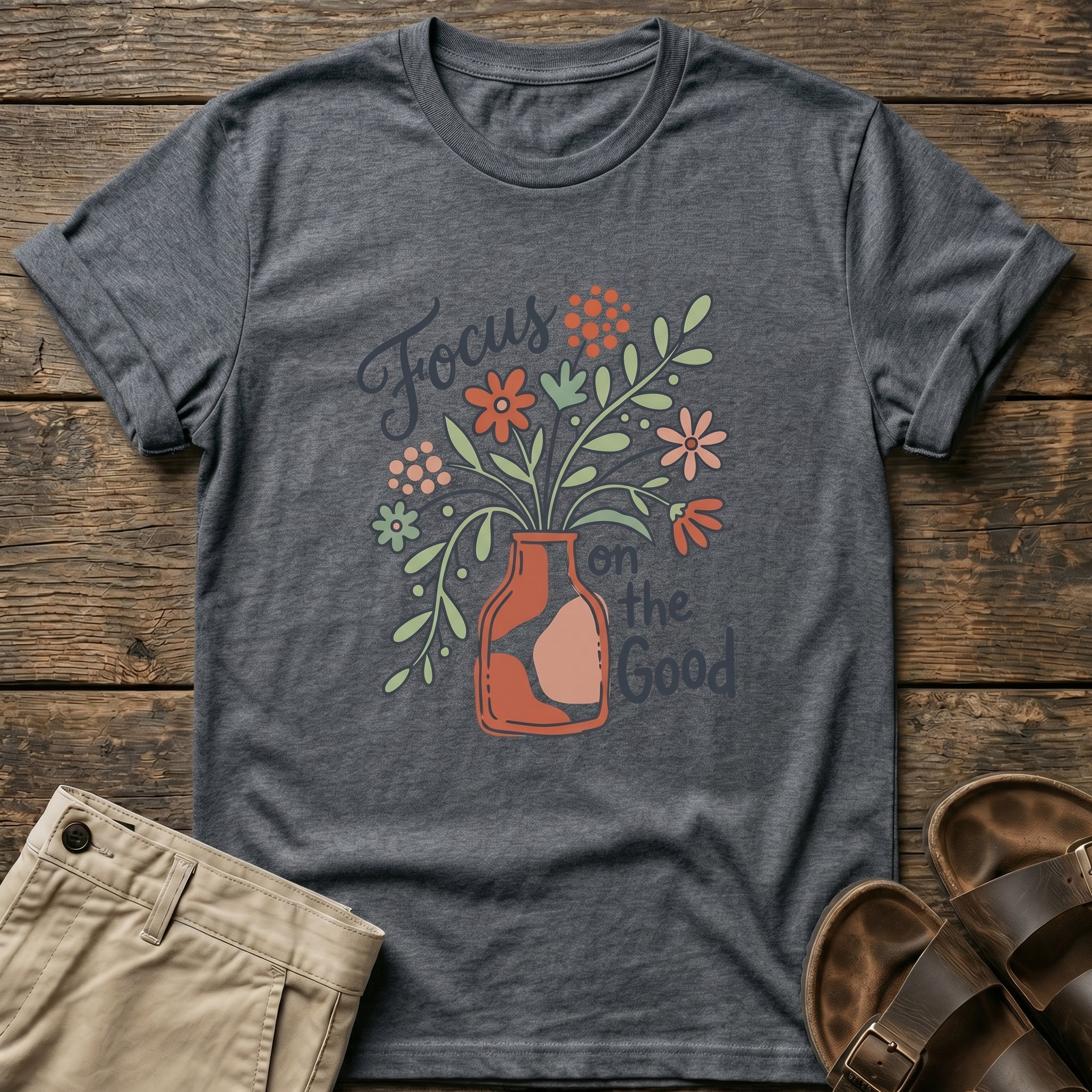 "Focus on the Good" Floral Vase T-Shirt