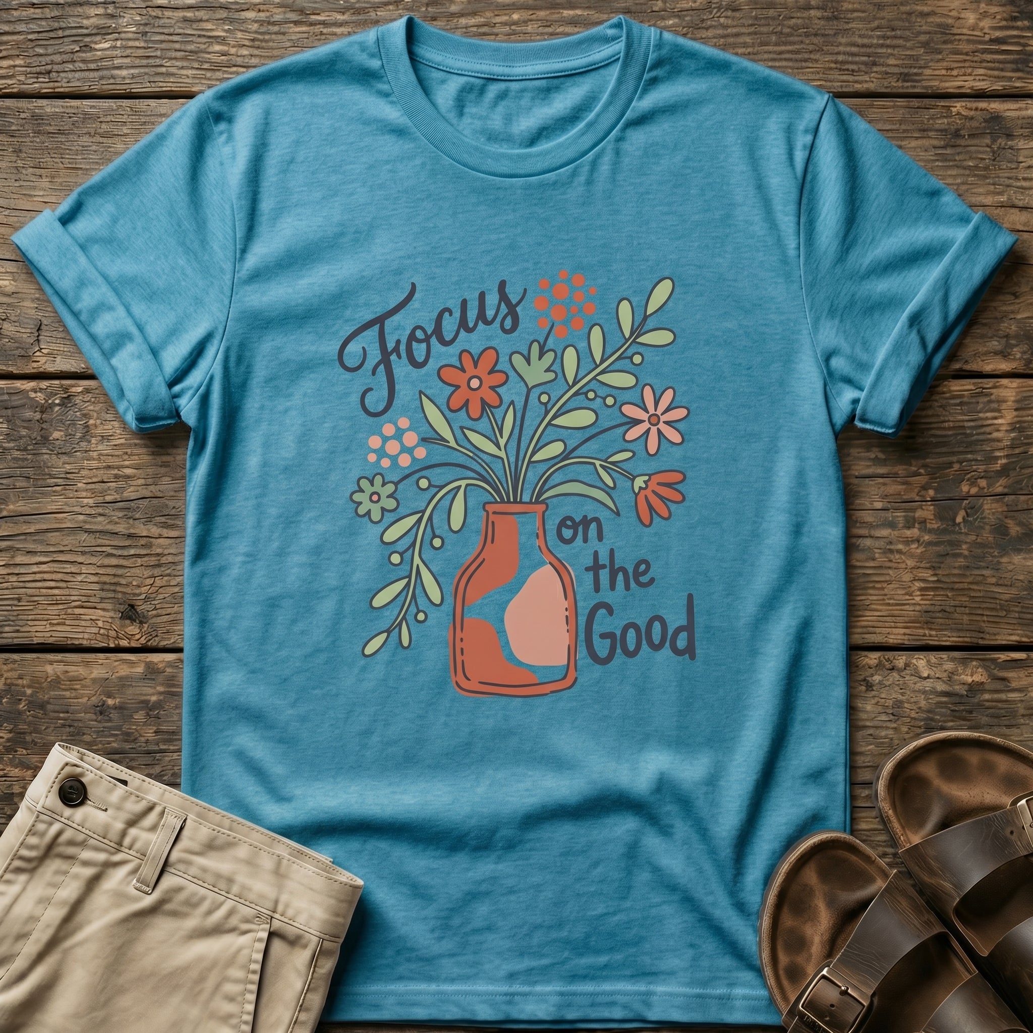 "Focus on the Good" Floral Vase T-Shirt
