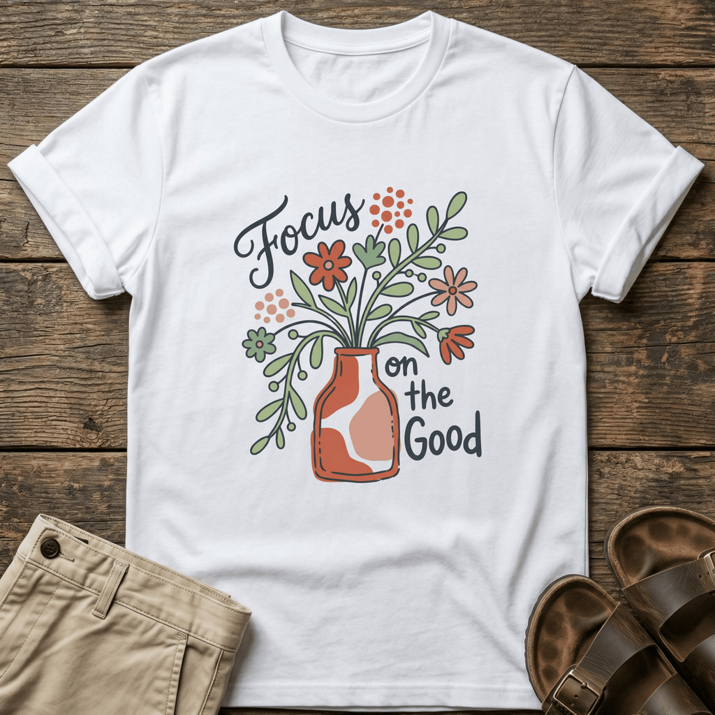 "Focus on the Good" Floral Vase T-Shirt