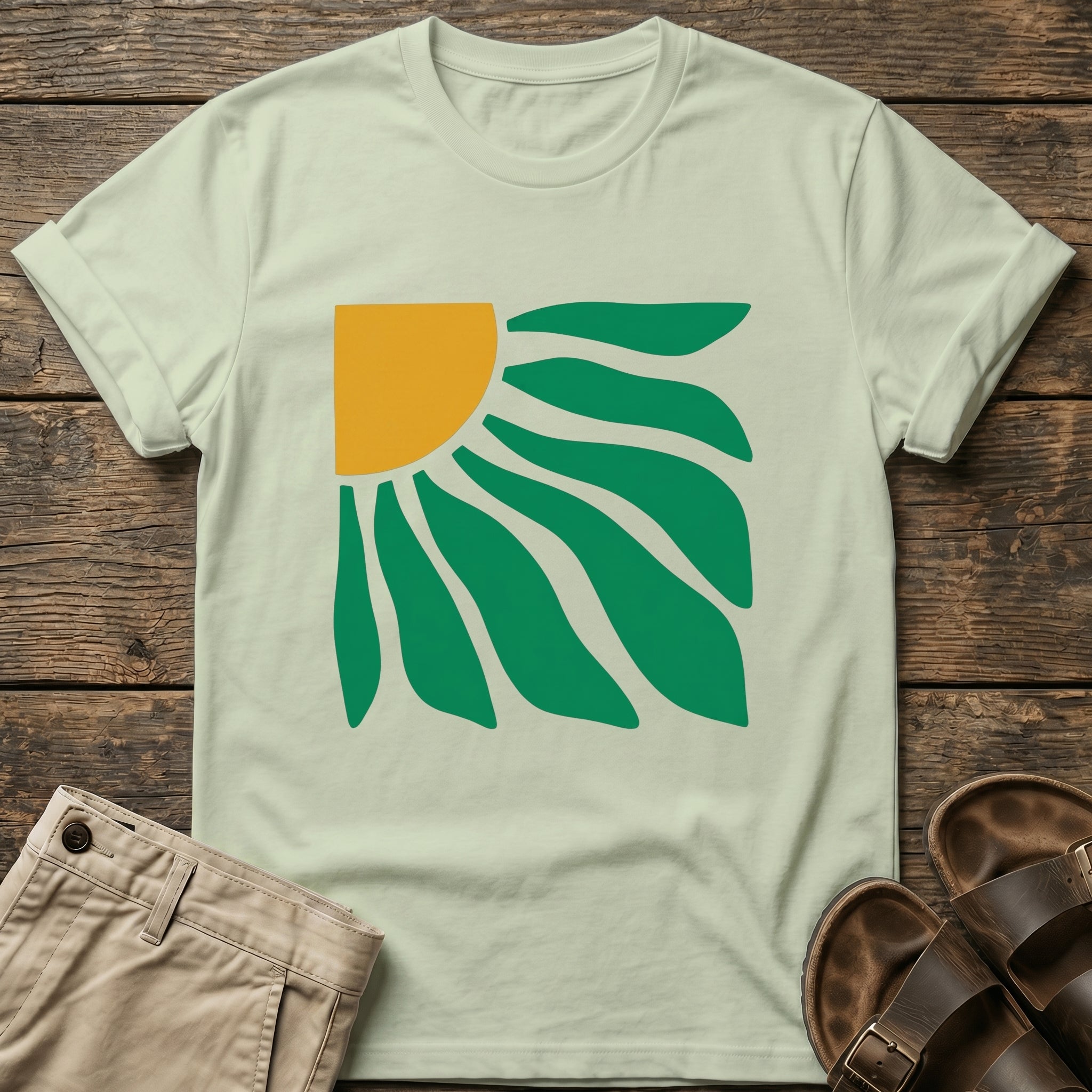 Sunburst Leaf Graphic T-Shirt
